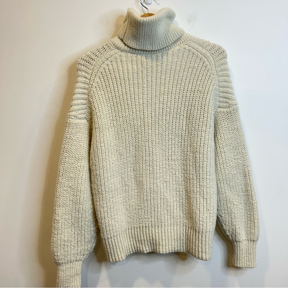 H&M Oversized Chunky Knit Turtleneck Sweater Cream